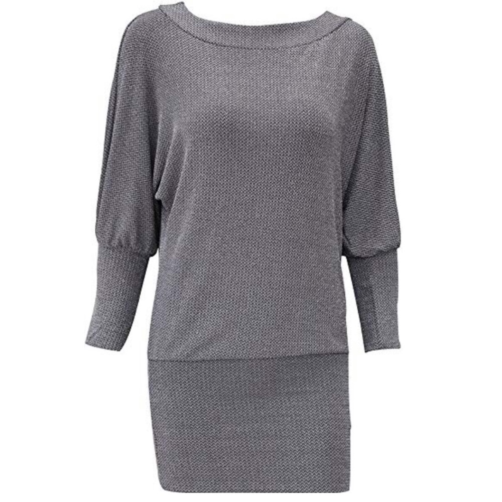 Glittering Light Batwing Sleeves Fitted Mini Dress - Picture 3 of 4